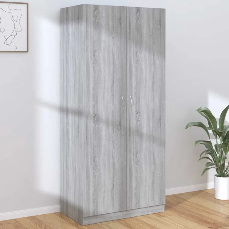 Armario madera contrachapada gris 90x52x200 cm