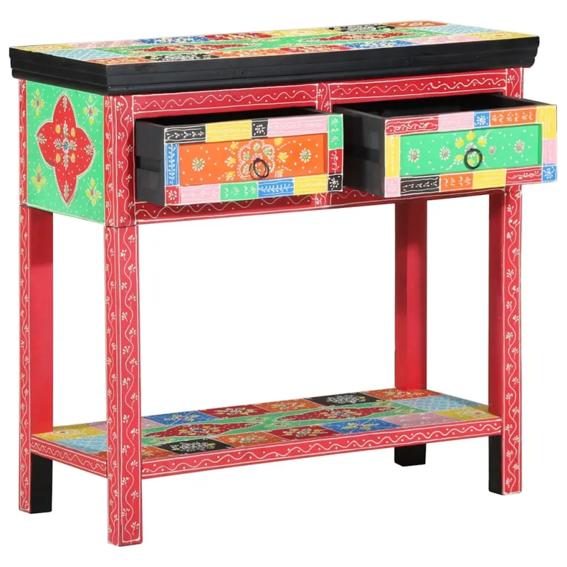 Mesa consola con cajón multicolor 80 x 35 x 76 cm