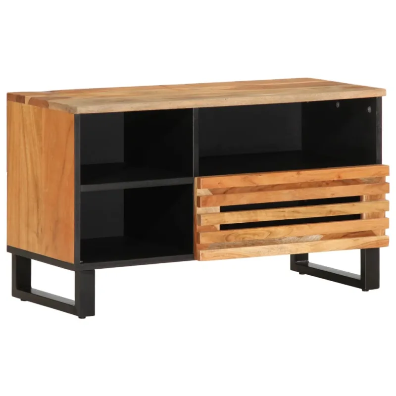 Mueble de tv madera maciza de acacia 80x34x46 cm