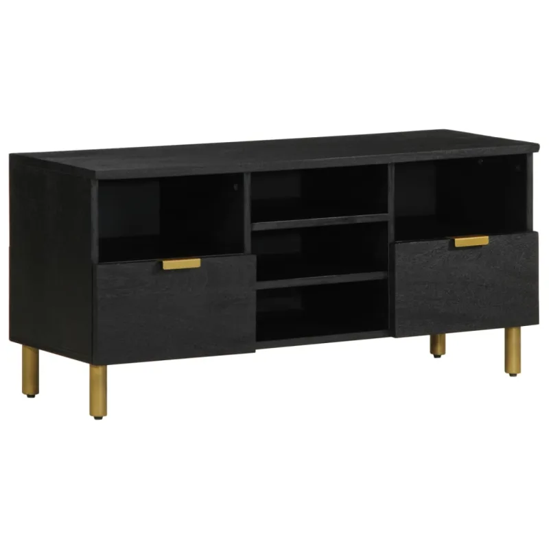 Mueble de tv madera de ingeniería negro 100x33x46 cm