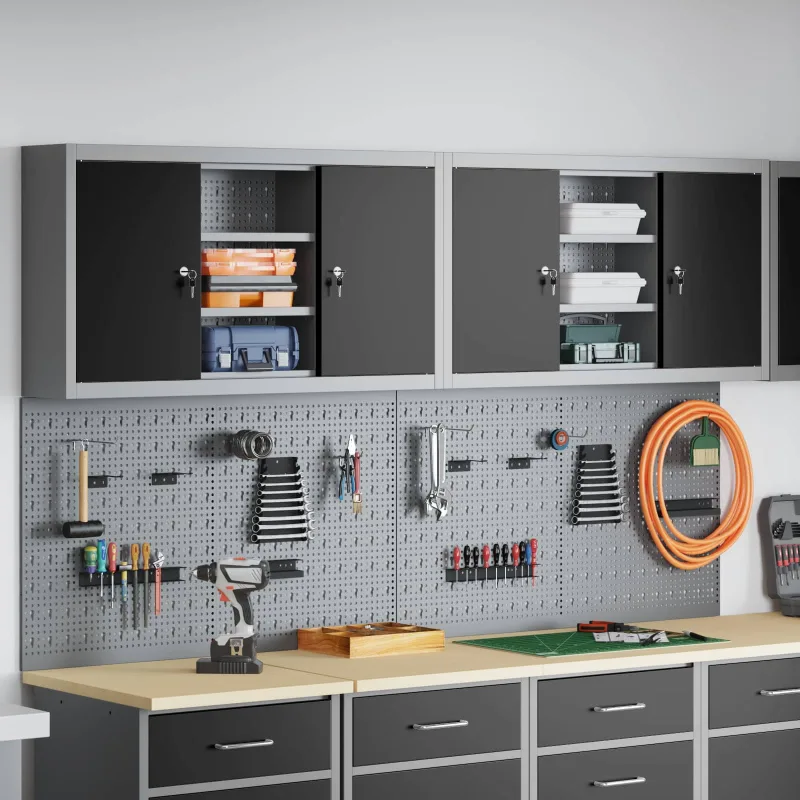 Juego de armarios de herramientas con estante 6 pcs negro