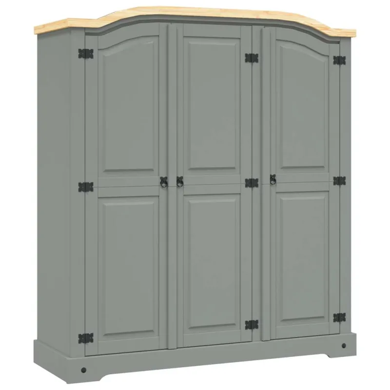 Armario madera de pino mexicano estilo corona gris 3 puertas