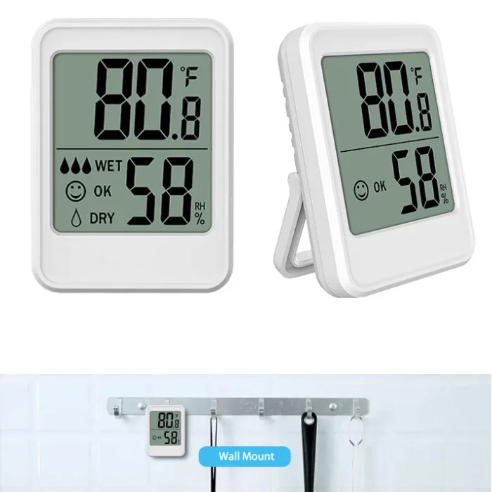Termómetro higrómetro digital de 2 piezas, monitor de temperatura y humedad para habitación infantil, invernadero (blanco - sin retroiluminación)