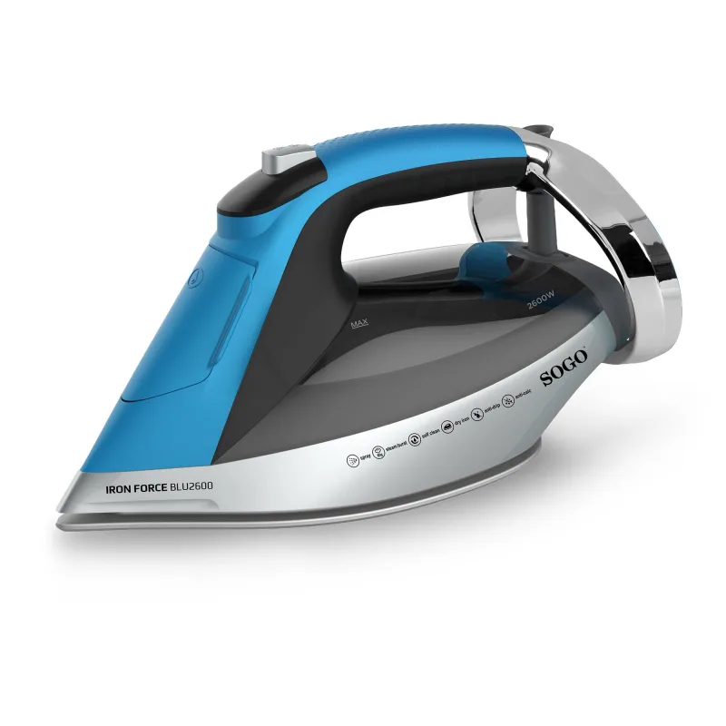 Plancha de vapor electrica con suela de cerámica, función anti-cal, anti-goteo y autolavado - 2600w