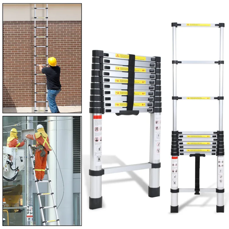 Escalera telescópica de aluminio 3,2m, extensible, plegable, multifuncional, 150kg