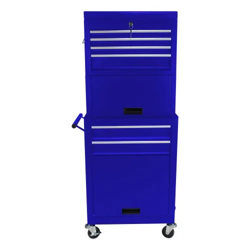 Armario de herramientas móvil con 6 cajones, 2-en-1 desmontable, 4 ruedas universales, azul – comfortxl