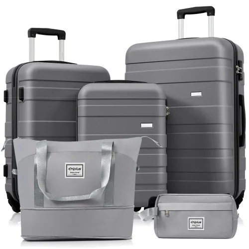 Set de valijas abs 3 piezas (m-l-xl), 4 ruedas, baño, gris – comfortxl
