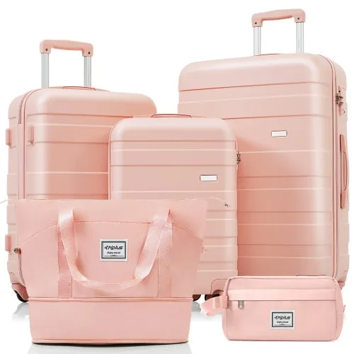 Set de valijas abs 3 piezas (m-l-xl), 4 ruedas, baño, rosa – comfortxl