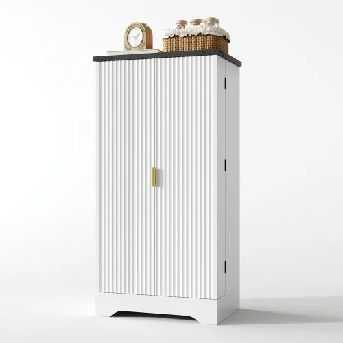 Armario de cocina con iluminación led con sensor y especiero, amplio armario de dos puertas, blanco, 120 x 60,5 x 40 cm