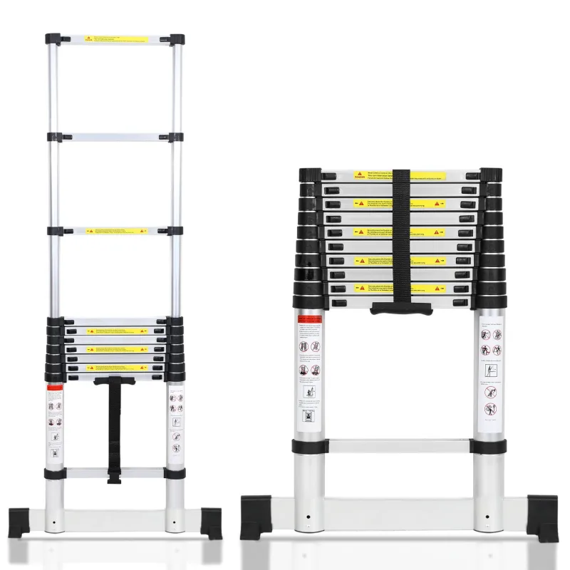 Escalera telescópica de 3,2 m con estabilizador, plegable, multifuncional, 150 kg