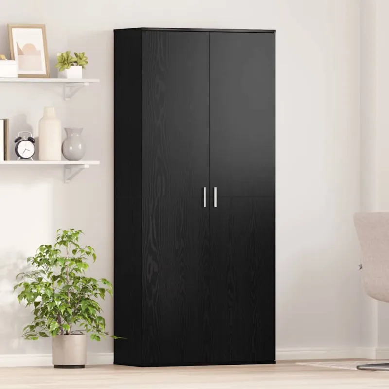 Maison exclusive - vitrina roble negro 80 x 35 x 180 cm madera contrachapada