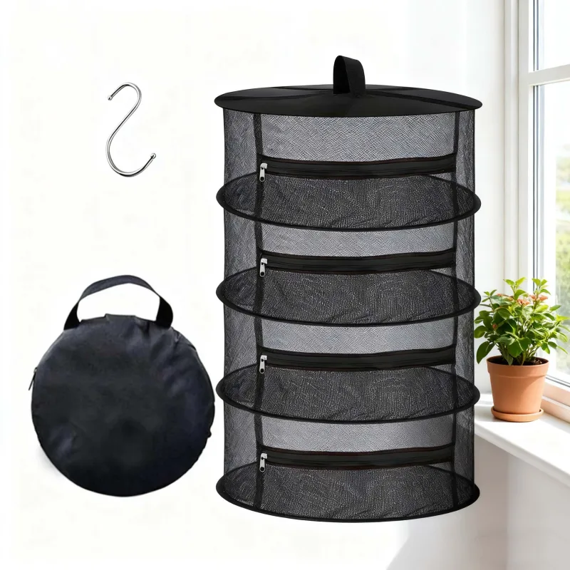 4 redes de secado para plantas 4 capas, red zippada para hierbas y flores – incluye gancho s y bolsa de almacenaje, accesorios jardín