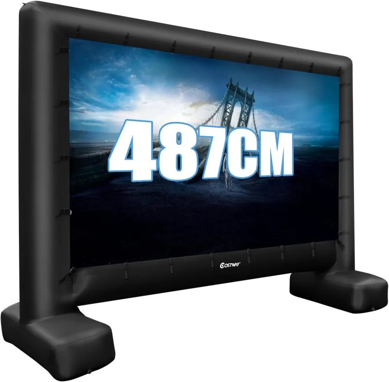 Pantalla inflable para exteriores de 5 m, pantalla de proyección inflable gigante con ventilador, bolsa de almacenamiento (328 x 185 cm) pantalla infl