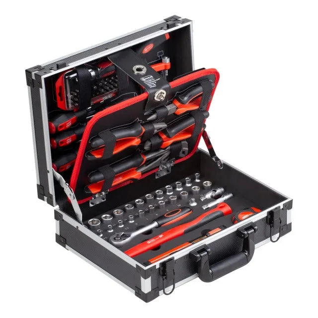 Maletín herramientas 110 piezas – aluminio robusto, organización por contornos, incluye alicates, destornilladores, carraca y más