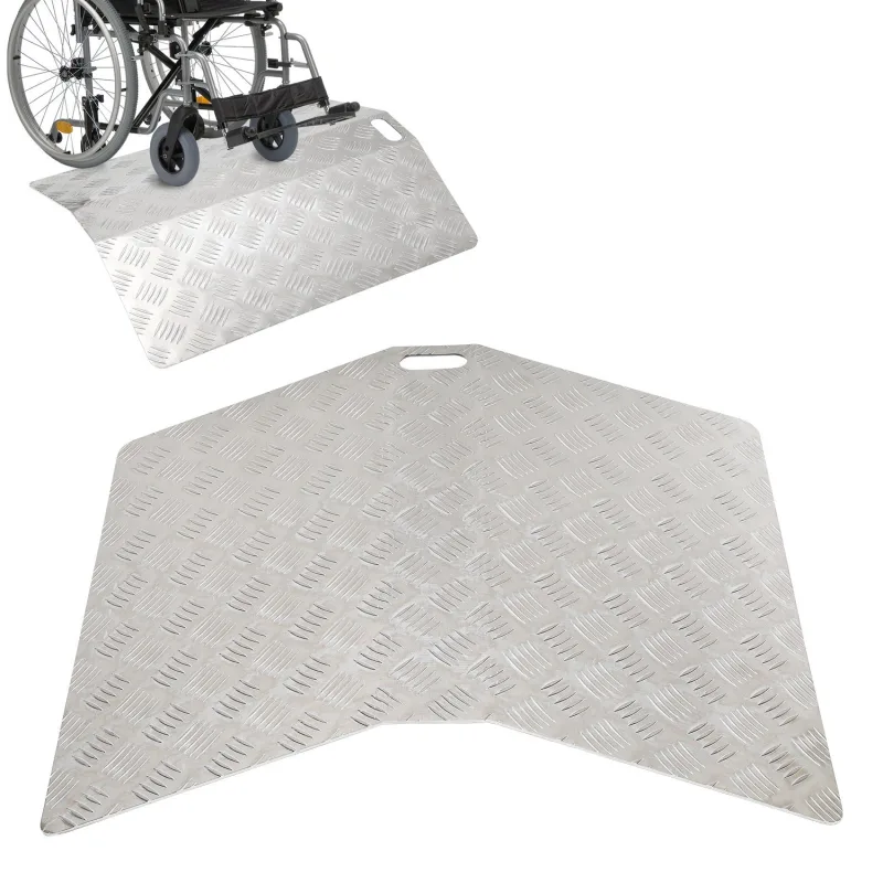 Rampa de umbral de 60 cm, puente de umbral de aluminio, rampa para silla de ruedas, capacidad de carga 270 kg con asas