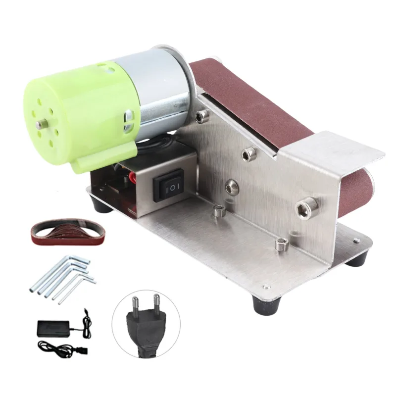 Lijadora de banda de ángulo fijo de 15 grados, pulidora ajustable de 7 niveles, equipada con 10 bandas abrasivas