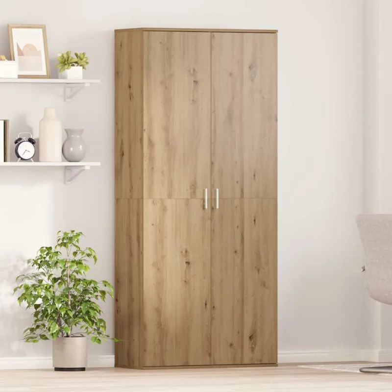 Vitrina roble artisan 80 x 35 x 180 cm madera contrachapada