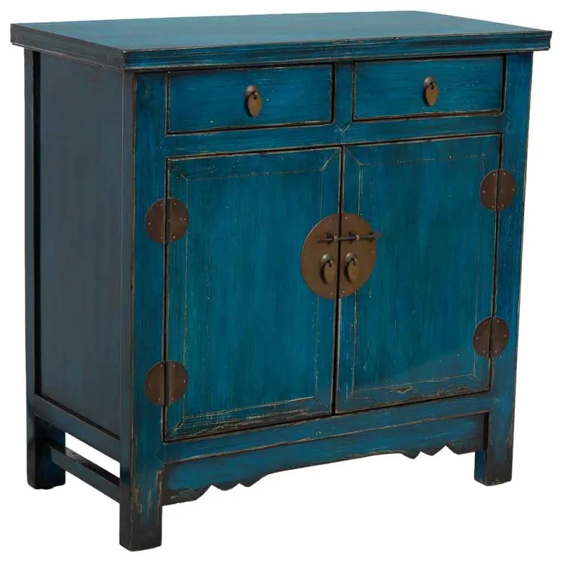 Recibidor de madera azul 88x40x87h cm