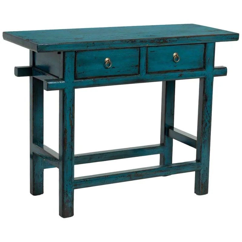 Recibidor de madera azul 108x43x82h cm