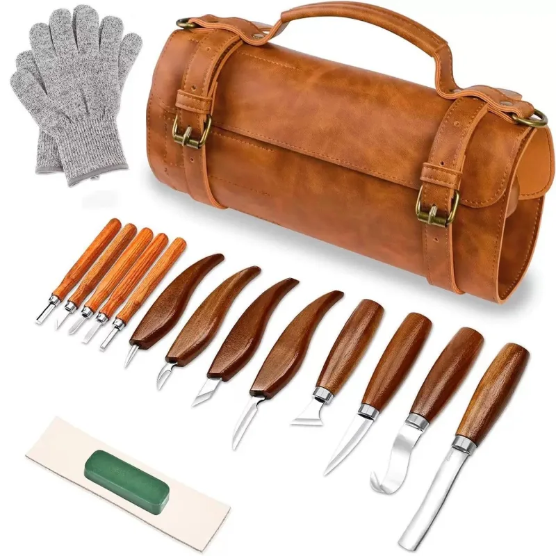 Juego de herramientas de lujo para tallar, que incluye cuchillos para tallar y cuchillos para tallar madera (15 piezas).