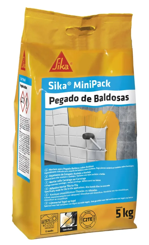 Lote de 4 unidades sikaminipack pegado de baldosas white 5 kg saco sika