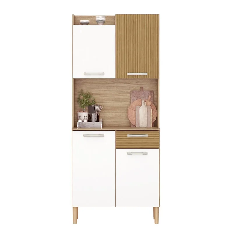 Armario hogar moderno con patas - multiusos - roble y blanco - 175x74x37cm - buyqualia