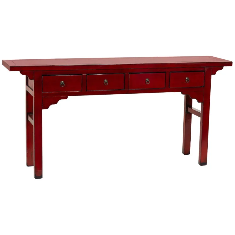 Recibidor de madera rojo 178x38x85h cm