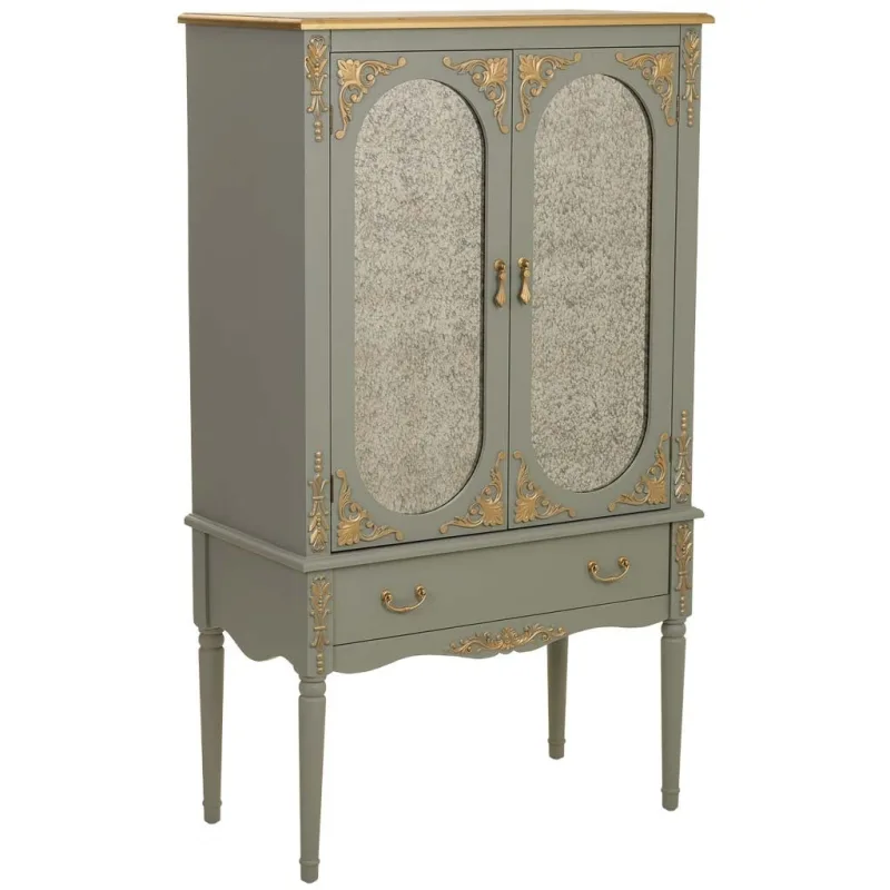 Armario de madera verde de 1 cajón y 2 puertas 80x42x140h cm