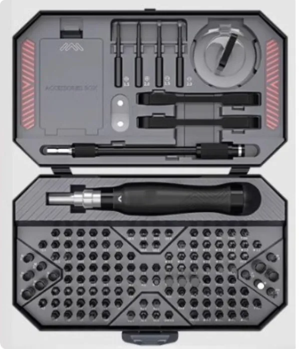 (145 piezas) juego de destornilladores eléctricos portátiles recargables multifuncionales con indicador de batería y luz led frontal.