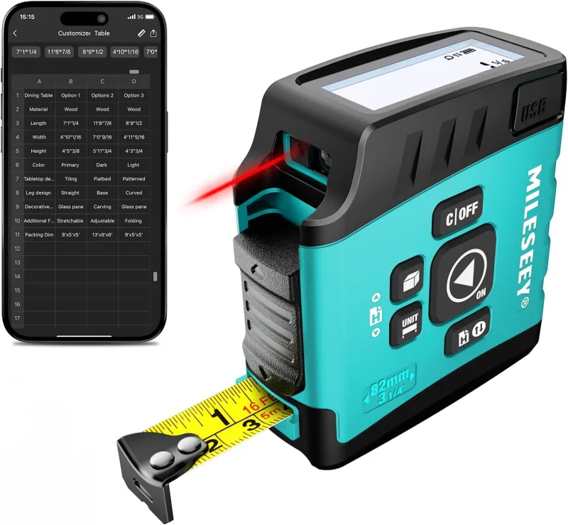 Cinta métrica láser 3 en 1, telémetro láser de 40 metros, cinta métrica digital de 5 metros, modos de medición de área y volumen, resistente al agua