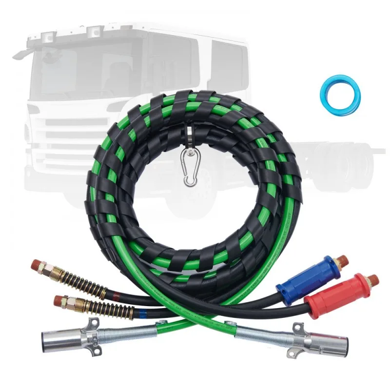 Conjunto de enlace 3 en 1 para camiones y tractores 12ft con mangueras, cables eléctricos y conectores tekmaquinas