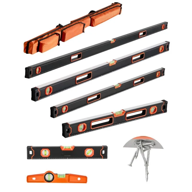 Juego de niveles de burbuja magnéticos y reglas de precisión de aluminio tekmaquinas