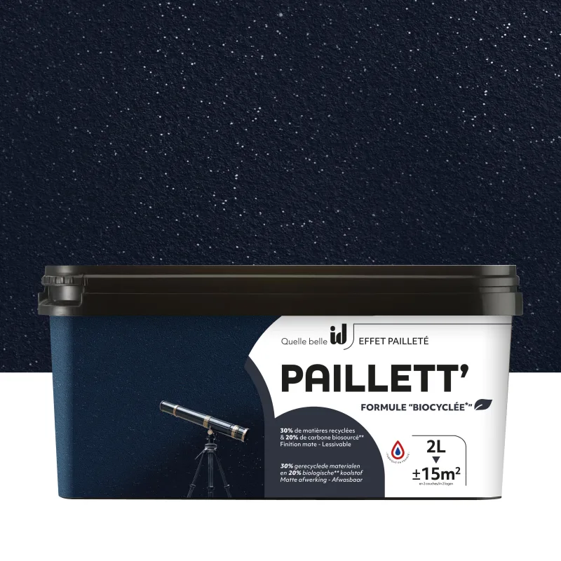 Pintura decorativa con efectos purpurina paillet id color nuit étoilée 2 litros acabado mate