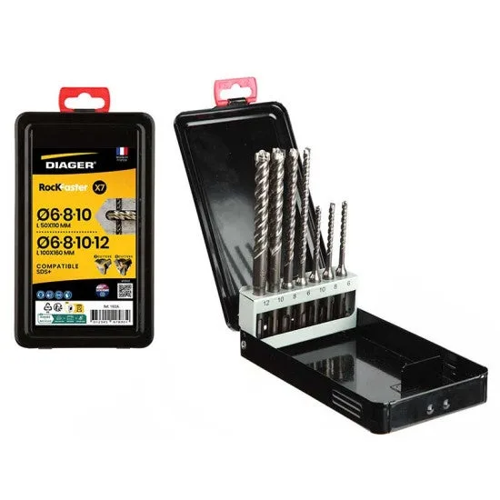 Coffret 7 forets béton sds plus rockfaster - diager - 1001r