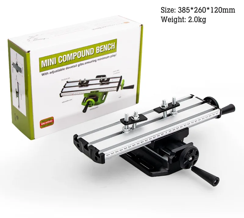 Fresadora multifuncional con carro de perforación multifuncional, apta para taladros de banco.