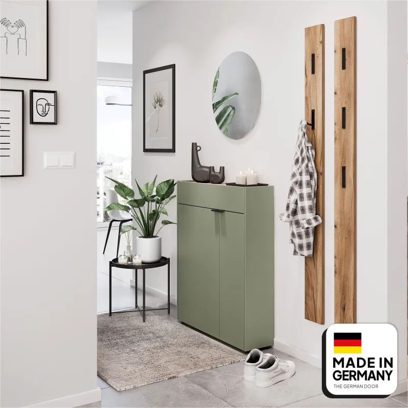 Mueble multiusos erding | acabado roble/verde |2 puertas, 1 cajón, 4 baldas | máxima calidad y diseño aleman | tgd home