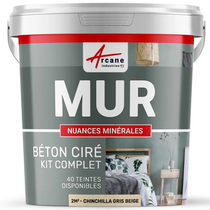 Kit microcemento para muros - 2 m² chinchilla gris beige - arcane industries