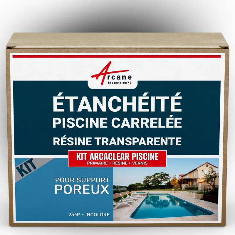 Resina impermeabilizante transparente para piscinas, kit con membrana líquida - arcaclear - 25 m², soporte poroso transparente - arcane industries