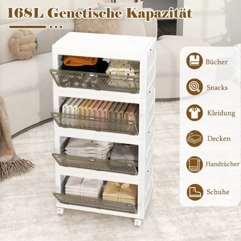 Caja de almacenamiento plegable con tapa y ruedas