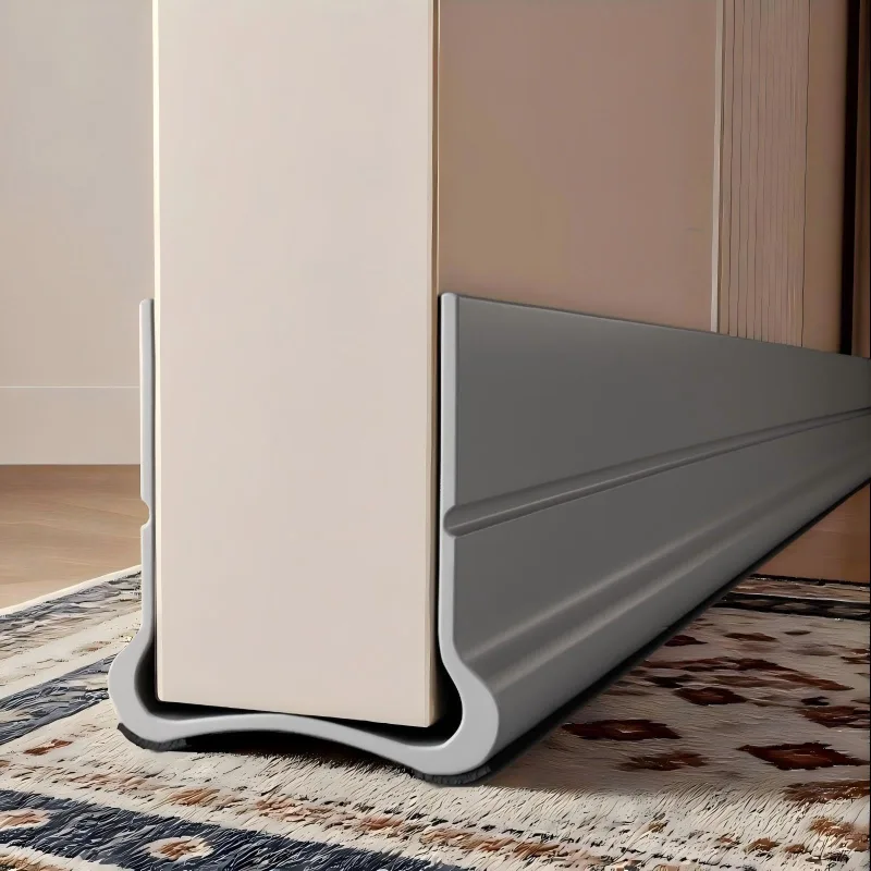 Paquete de 2 juntas inferiores autoadhesivas 93 cm, resistentes al viento y al sonido, para puertas con una abertura inferior de 0,3 a 2,6cm (gris)