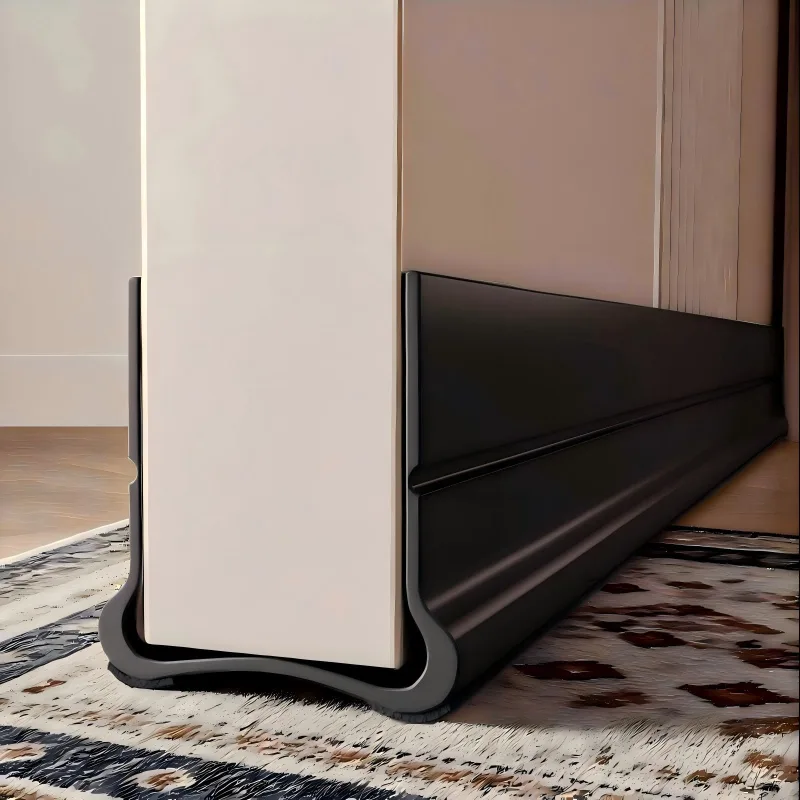 Paquete de 2 juntas de pvc autoadhesivas 93 cm, resistentes al viento y al sonido,aptas para puertas con una abertura inferior de 0,3 a 2,6 cm (negro)