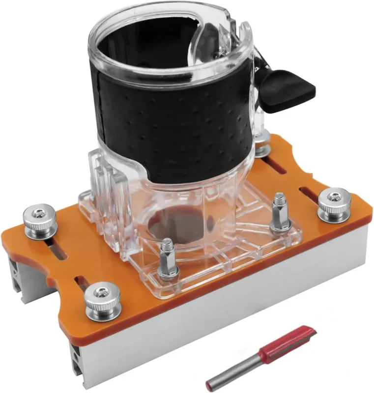 Herramienta de router para madera 2 en 1, soporte de ranura de fijación invisible, base compacta para muebles