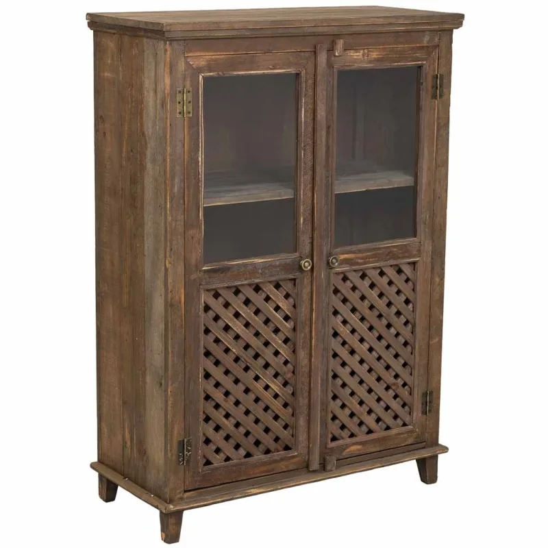 Armario de madera marrón de 2 puertas 80x36x115h cm