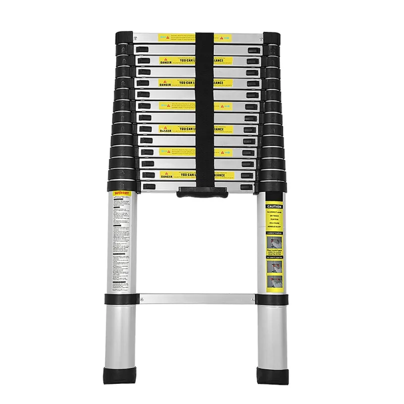 Escalera telescópica, extensible hasta 150 kg, escalera de aluminio estable, portátil, plegable, 4,4 m