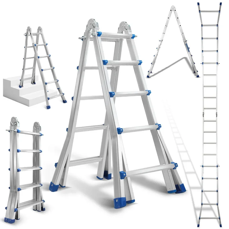 Escalera telescópica multifuncional, 4x5 peldaños, versátil