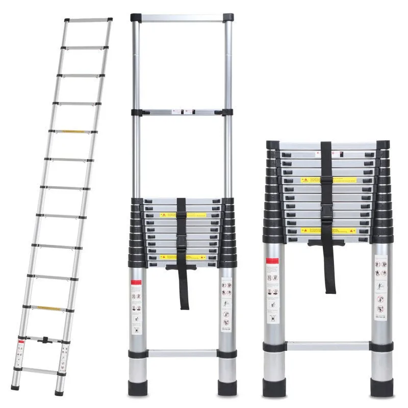 Escalera telescópica de aluminio de 5 m, carga máxima de 150 kg