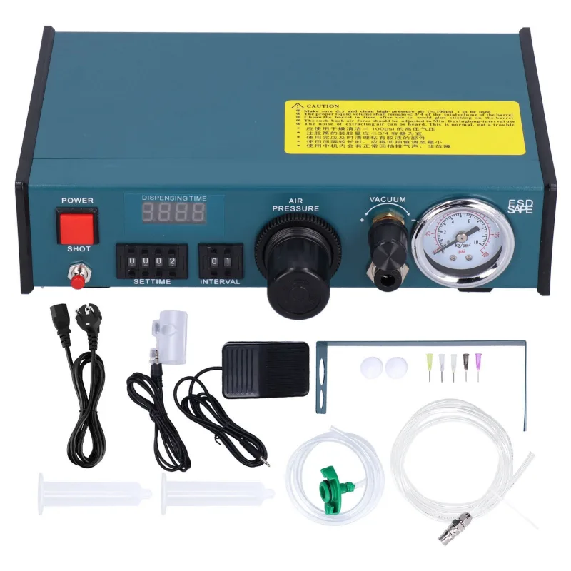 Dispensador de pegamento semiautomático, equipo de control de temporizador de aleación de aluminio con pantalla digital (enchufe ue ac220v)