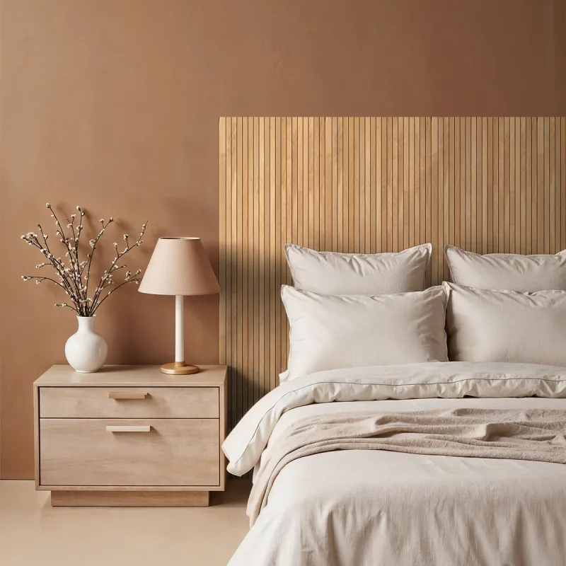 Vinilo cabecero madera escandinava h120 x w160 cm - adhesivo de pared - revestimiento sticker mural decorativo