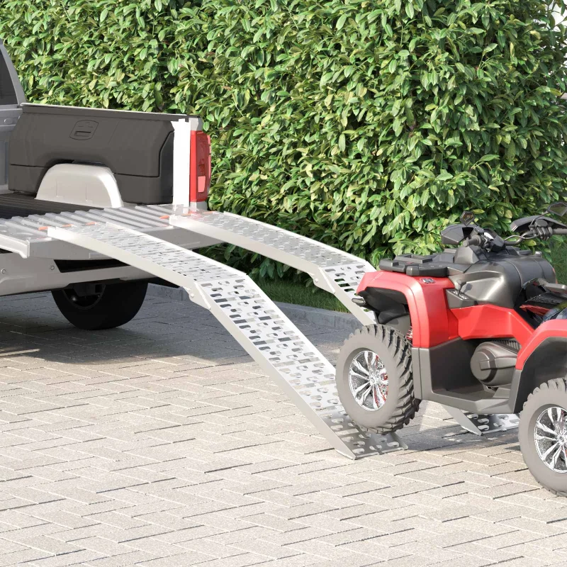Rampa de motocicleta plegable 340 kg por rampa 2 pcs plateado