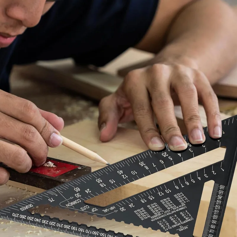 Righello metrico (17,78cm/30,48cm metrico), resistente alla corrosione e durevole, in alluminio, nero